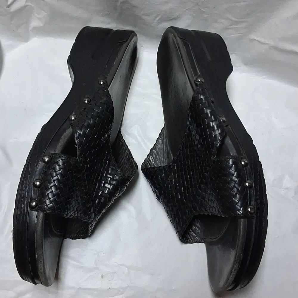 Dansko Black Woven Slide Sandals EU 43 US 11 Preowned - Picture 5 of 15